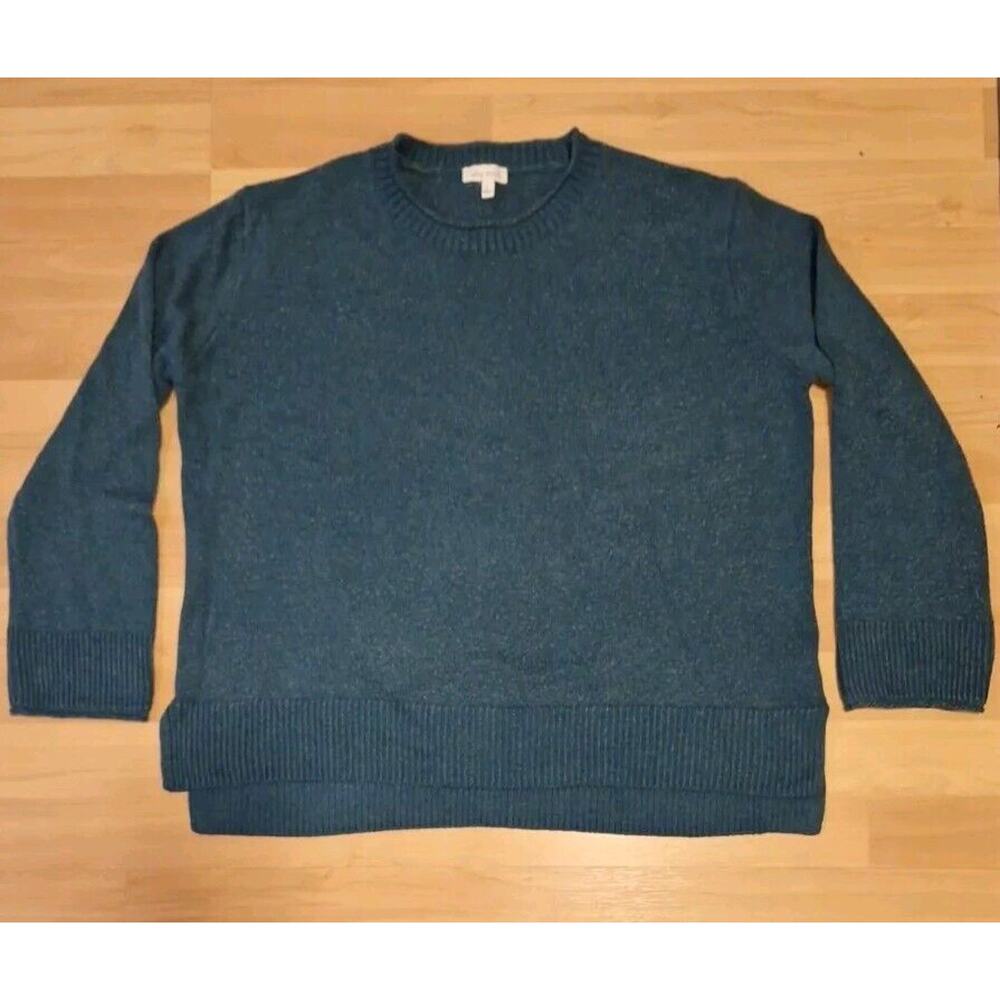 Womens Ella Moss Crew Neck Sweater Dark Teal Blue/Green Large L